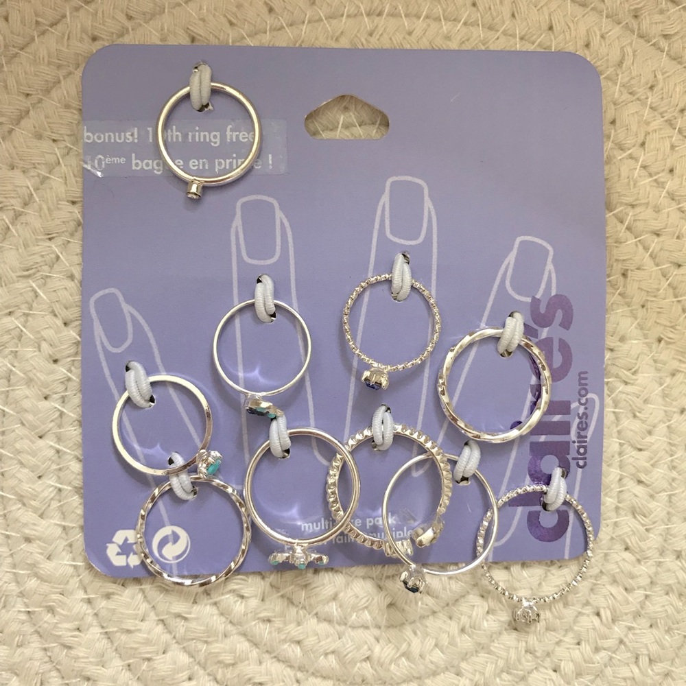2/$15 Claire's Stacking Ring Set 10-pack